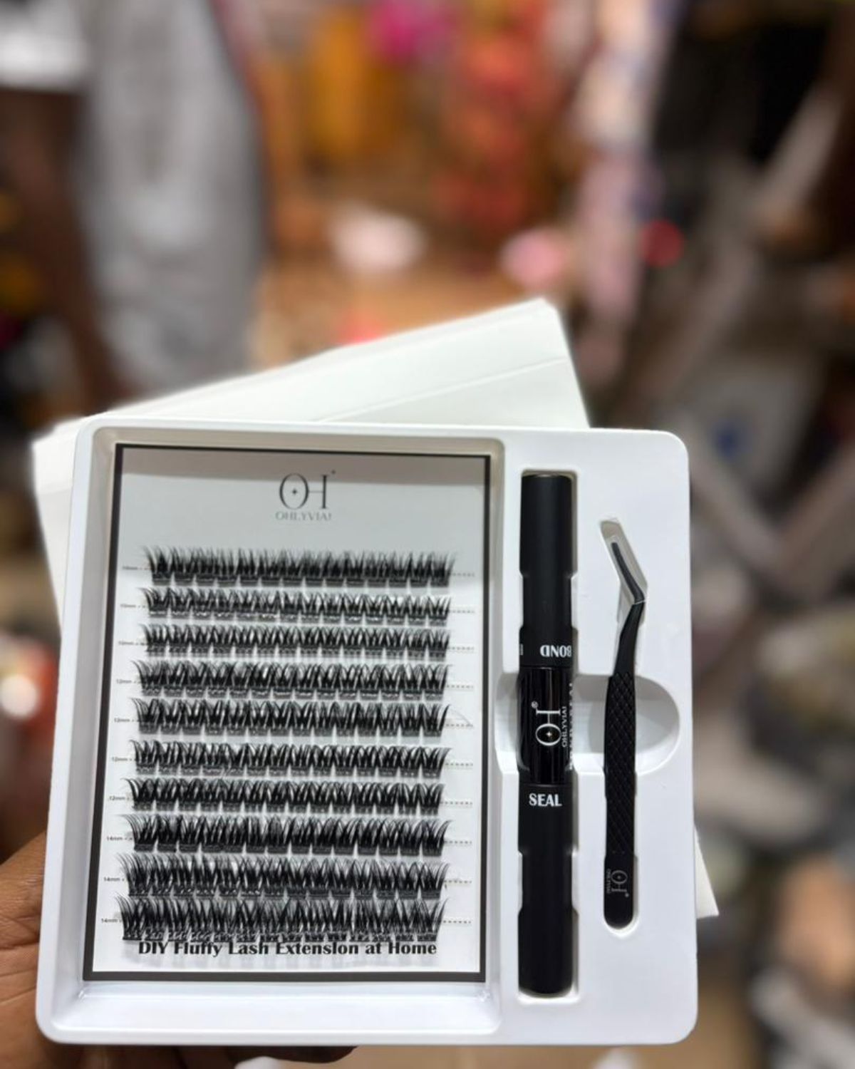 OHLIVIA DIY Fluffy Lash Extension Kit with Bond Seal Adhesive and Angled Lash Applicator