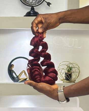 18 inches BUG Italian curls braid extension in rich burgundy colour