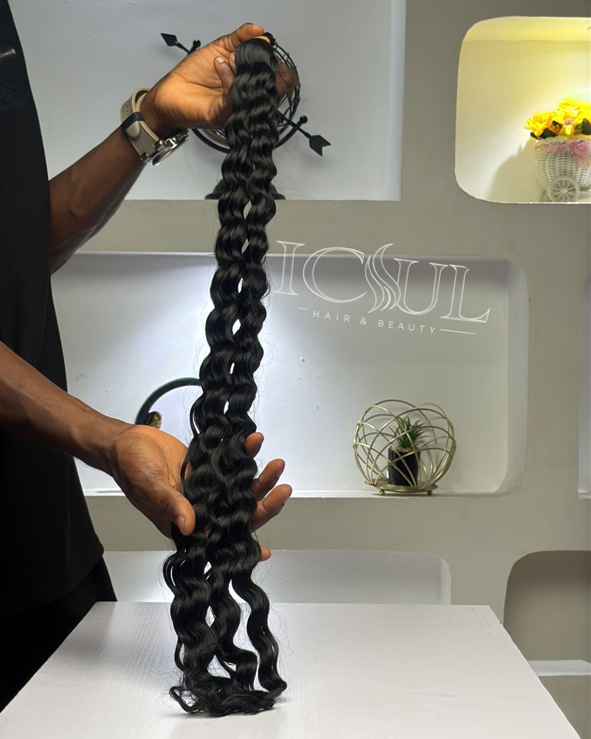 30" 1B Deep Wave Braid Extension in Natural Black
