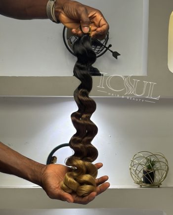 18 inches B29 ombre Italian curls braid extension with dark roots and golden blonde ends