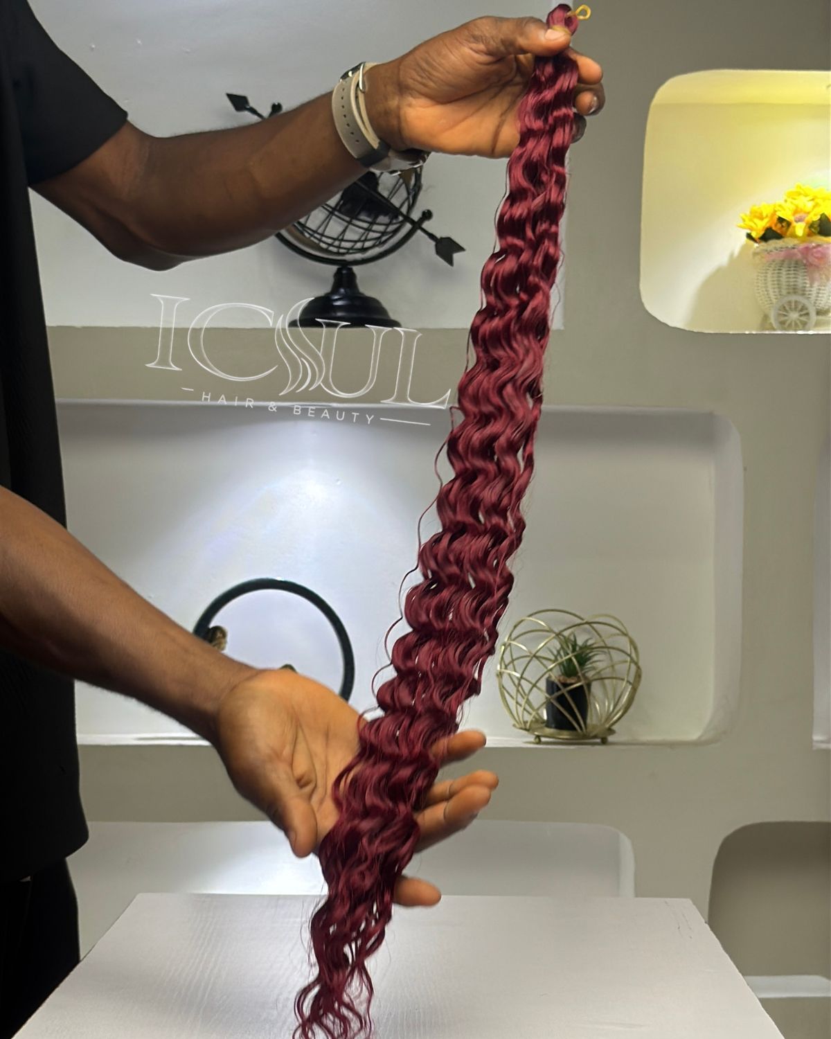 Colour BUG Burgundy Deep Wave Braid Extension