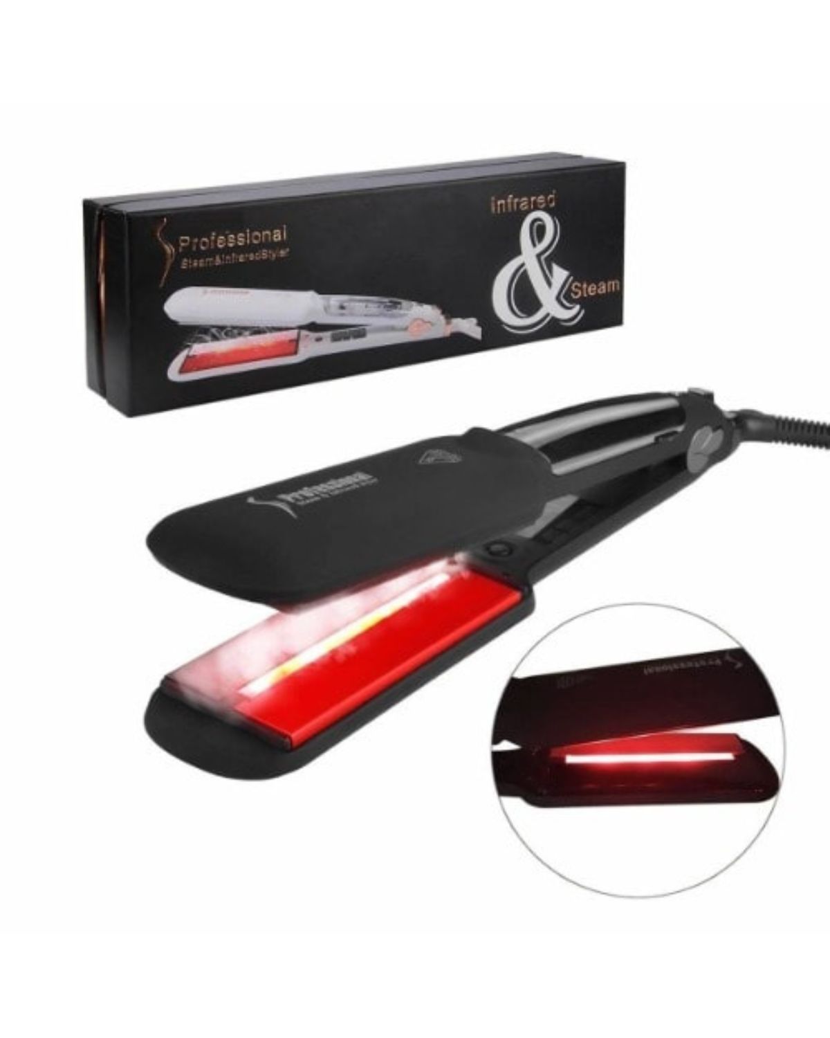 MISLD Professional Steam Spray Hair Straightener with Titanium Ceramic Plates for Human Hair and Wigs